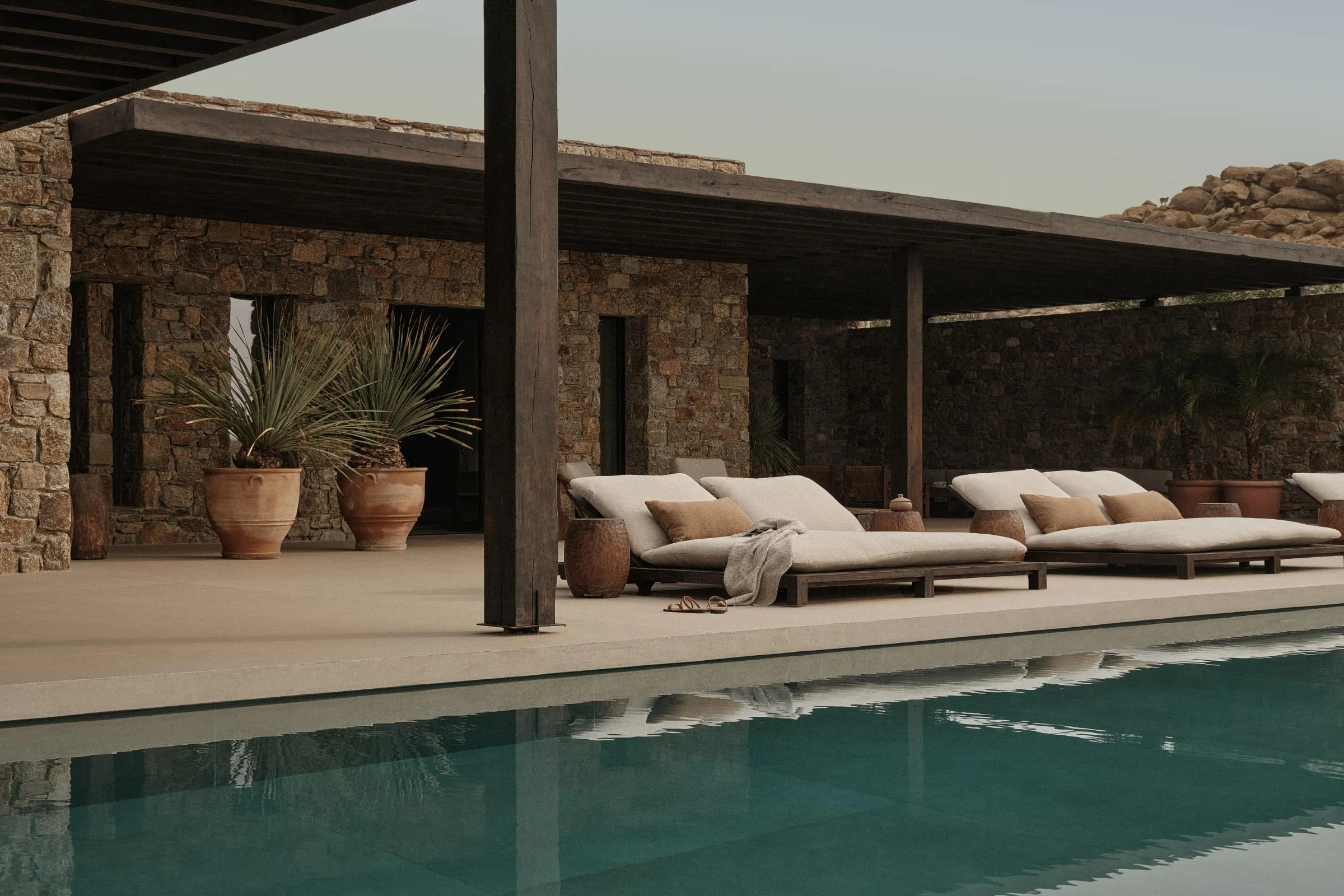 The property is located in the area of Lino, close to Mykonos town and the island's most famous beaches.